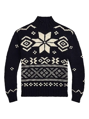 Snowflake Wool Turtleneck Sweater