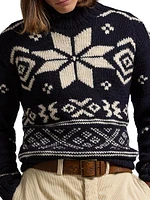 Snowflake Wool Turtleneck Sweater