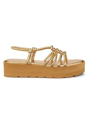 Hebe Metallic Leather Platform Sandals