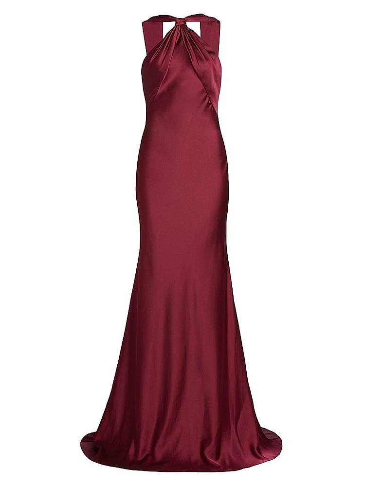 Mallory Satin Halterneck Gown