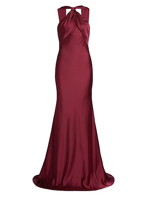 Mallory Satin Halterneck Gown