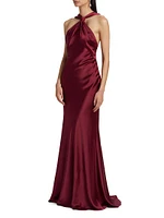 Mallory Satin Halterneck Gown