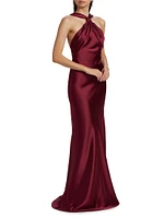 Mallory Satin Halterneck Gown