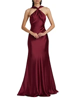 Mallory Satin Halterneck Gown