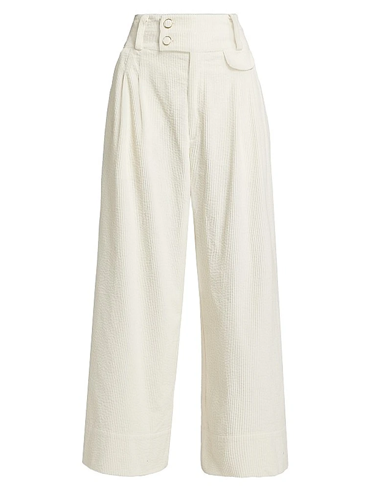 Corduroy High-Rise Wide-Leg Pants