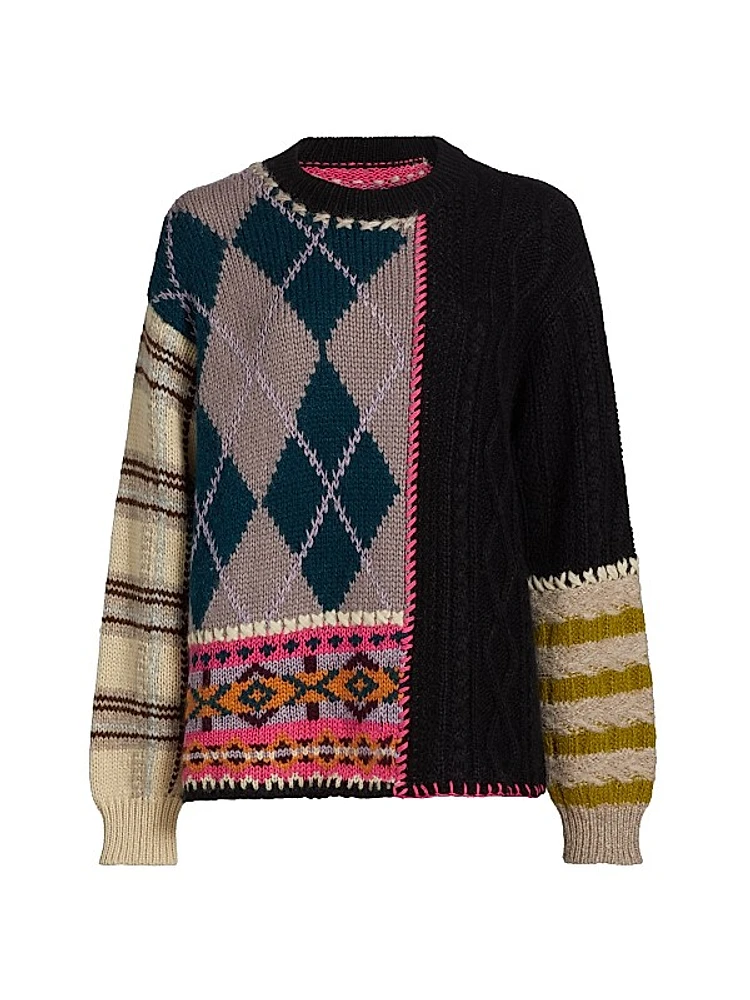 Hutton Patchwork Crewneck Sweater