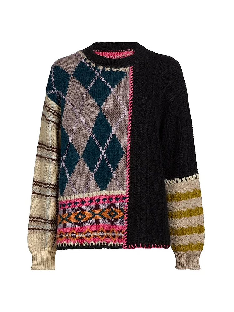Hutton Patchwork Crewneck Sweater