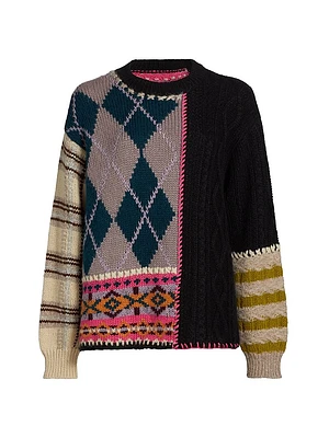 Hutton Patchwork Crewneck Sweater