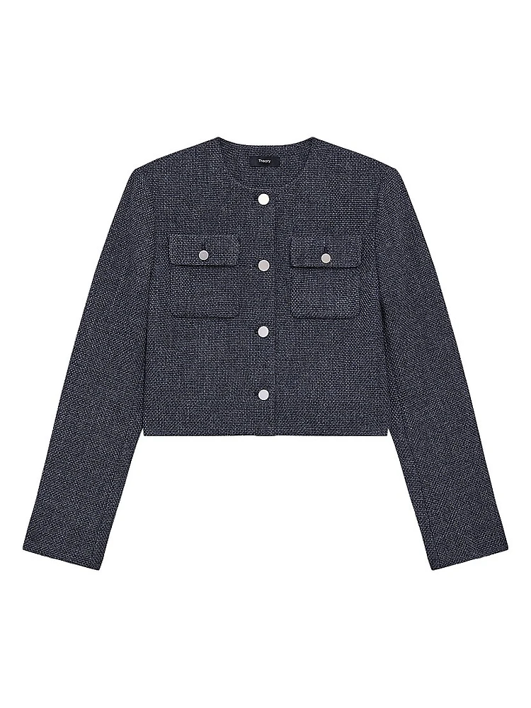 Button-Front Crop Jacket