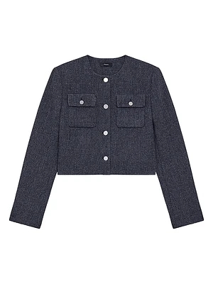 Button-Front Crop Jacket