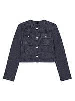 Button-Front Crop Jacket