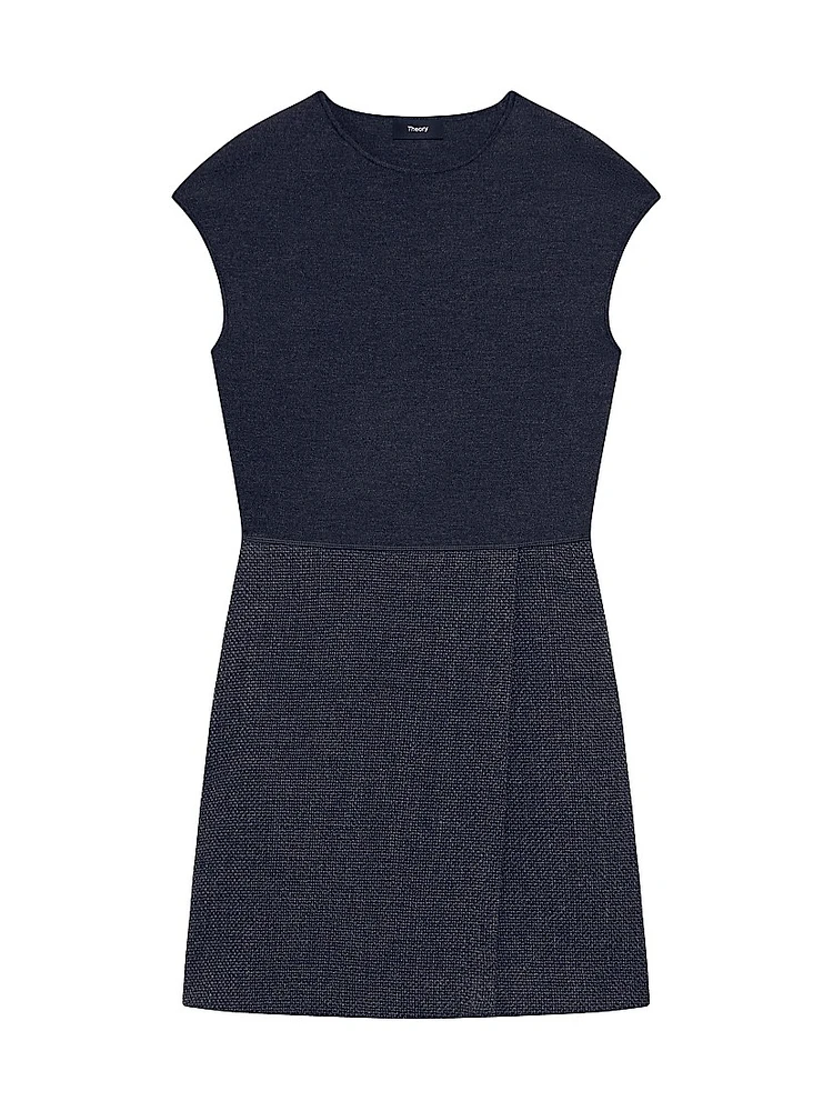 Plus Knit & Tweed Combo Minidress