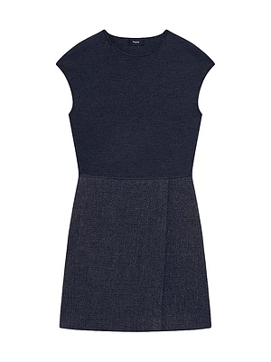 Plus Knit & Tweed Combo Minidress