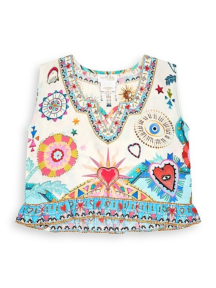 Little Girl's & Girl's Rainbow Roads Crop Top
