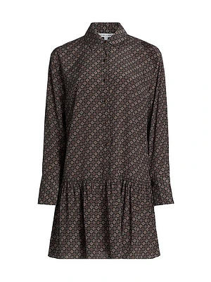 Alexandra Geometric-Print Silk-Blend Shirt Dress
