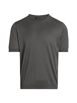 Cotton-Silk Short-Sleeve Sweater