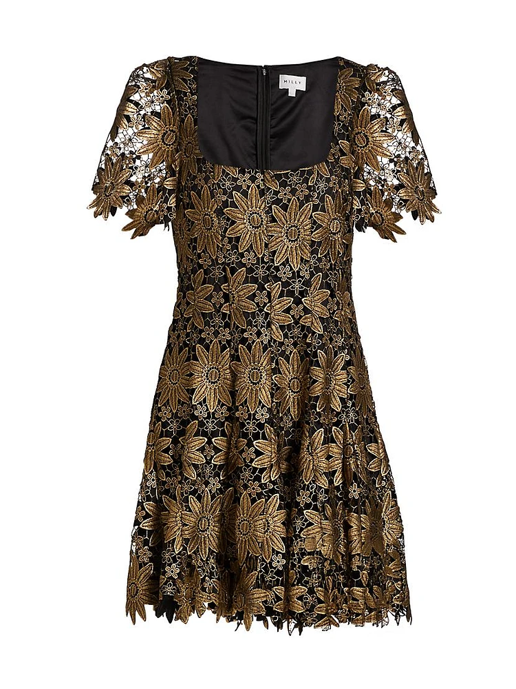 Ilisa Metallic Guipure Lace Minidress