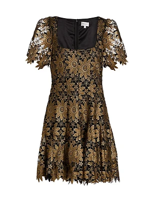 Ilisa Metallic Guipure Lace Minidress