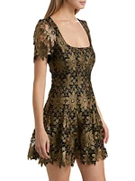 Ilisa Metallic Guipure Lace Minidress