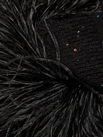 Sequin-Feather V-Neck Sweater
