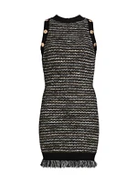Fringe Tweed Sleeveless Minidress