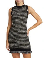 Fringe Tweed Sleeveless Minidress