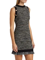 Fringe Tweed Sleeveless Minidress