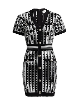 Scallop Textured V-Neck Knit Minidress