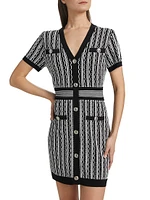 Scallop Textured V-Neck Knit Minidress