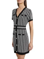 Scallop Textured V-Neck Knit Minidress