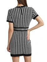 Scallop Textured V-Neck Knit Minidress