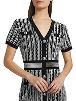 Scallop Textured V-Neck Knit Minidress