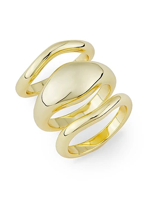 Delphine 3-Piece 14K-Gold-Plated Ring Set
