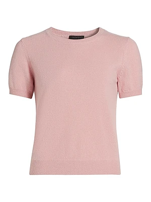 Cashmere Crewneck Short-Sleeve Sweater