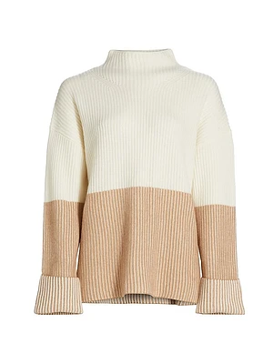 COLLECTION Cashmere Funnel-Neck Twisted Rib-Knit Sweater