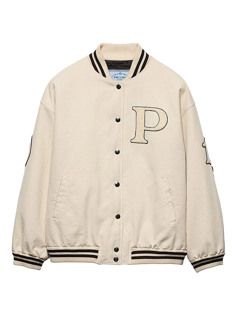 Canvas Bomber Jacket with Patches