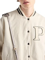 Canvas Bomber Jacket with Patches