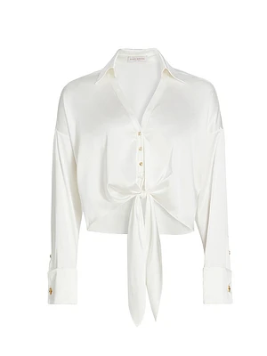 Farrah Silk Tie-Front Shirt