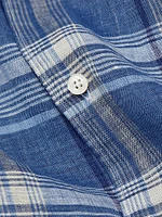 COLLECTION Plaid Linen Button-Front Shirt