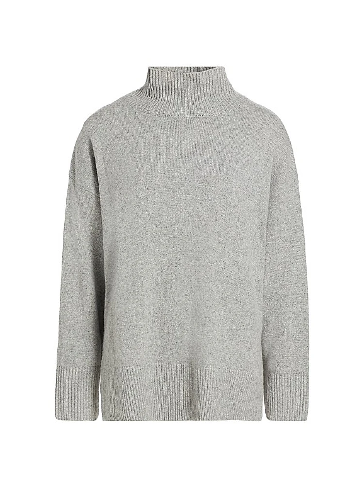 Wool-Cashmere Drop-Shoulder Turtleneck Sweater