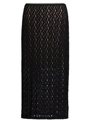 Floral Lace Smocked Midi-Skirt