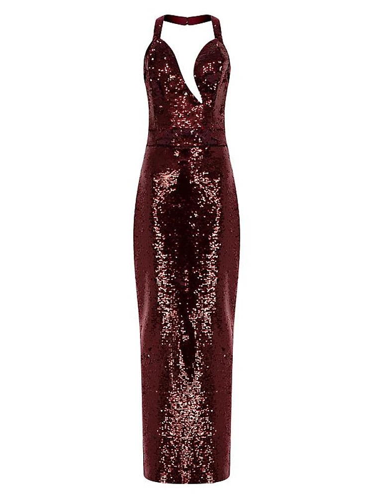 Manon Sequined Halter Gown