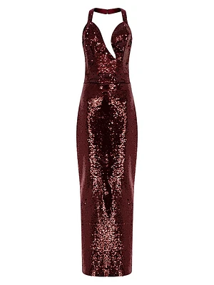 Manon Sequined Halter Gown