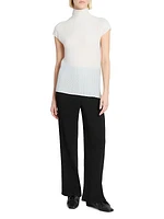 Wooly Pleats Cap-Sleeve Top