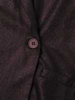 Metallic Soft Tie-Waist Double-Breasted Blazer