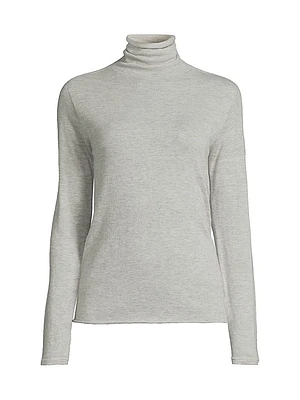 Mashine-Washable Cashmere Long-Sleeve Turtleneck Sweater