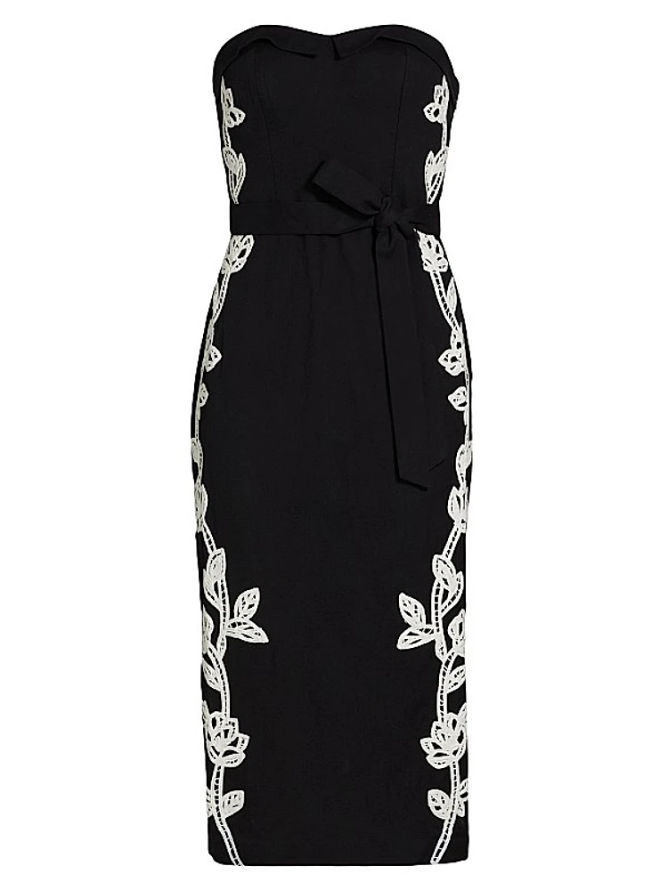 Daha Embellished Cotton-Blend Strapless Midi-Dress