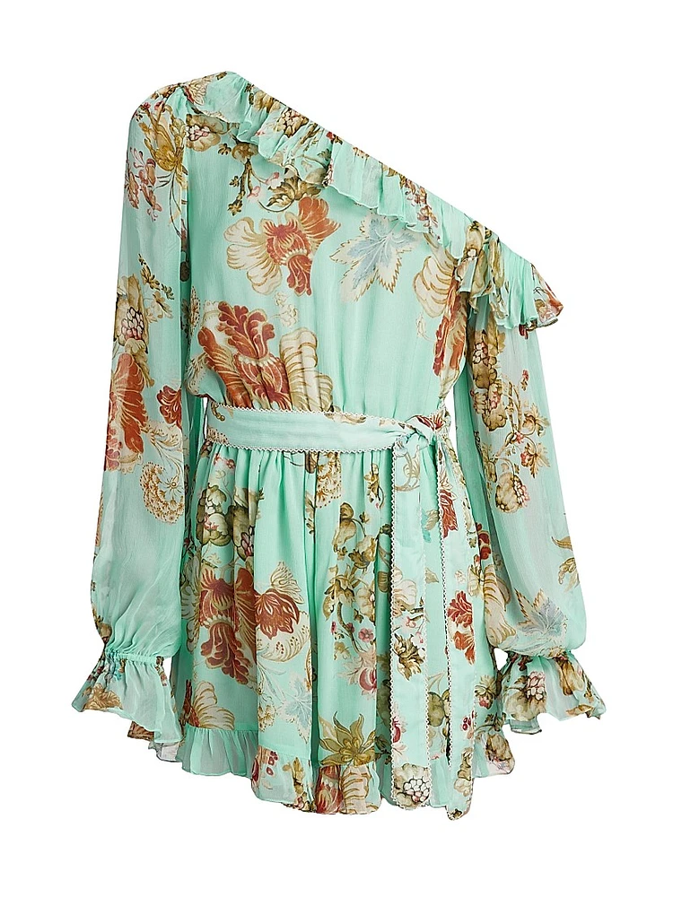Rohi Floral Ruffled One-Shoulder Minidress