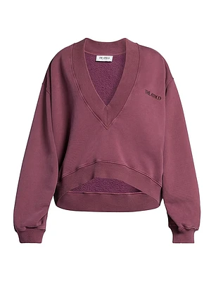 Cropped V-Neck Sweatshirt