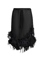 Feathered Georgette Knee-Length Skirt